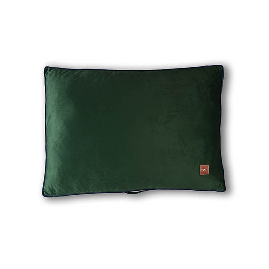Luna Lounge Bed green velvet cushion with soft plush fabric and premium finish, suitable for comfortable lounging and bedroom decor