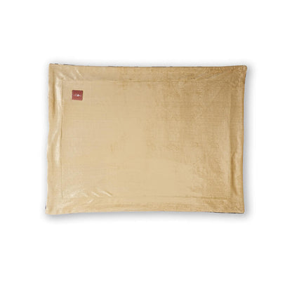 Top view of Cocoon Blanket in soft beige plush fabric with a smooth rectangular design, ideal for keeping pets warm and cozy