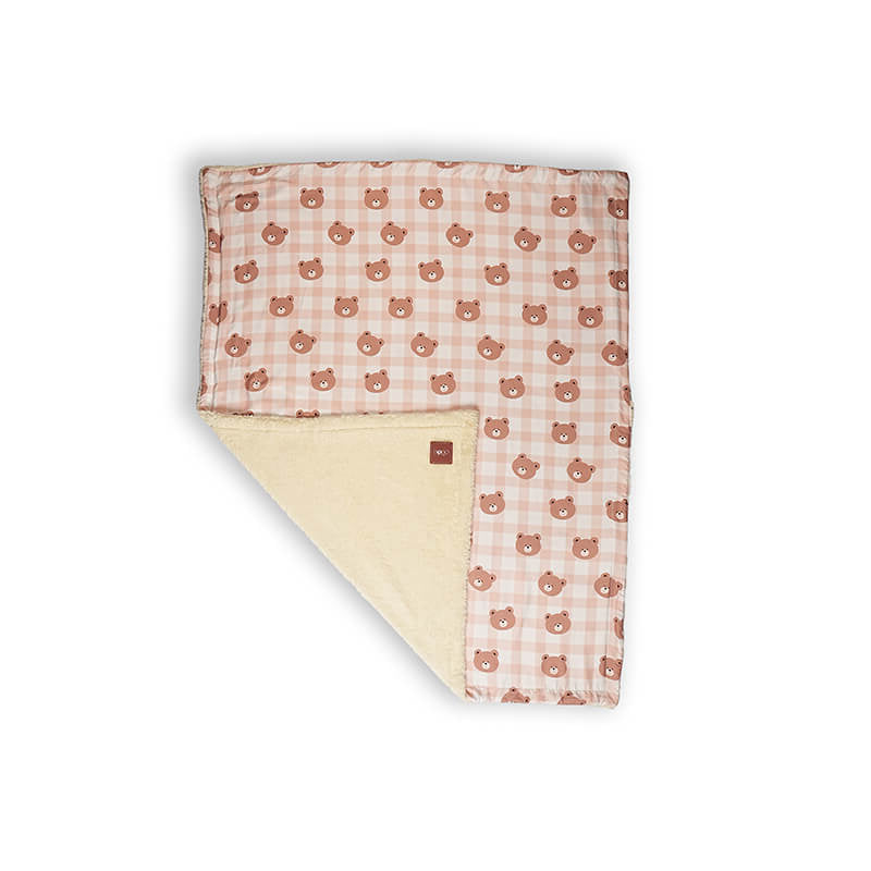 Reversible Teddy Blanket with teddy bear print and soft fleece lining, warm and cozy pet blanket for indoor comfort