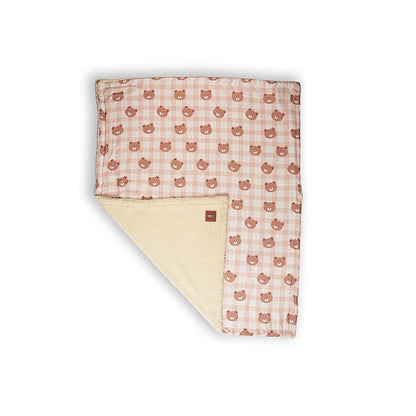 Reversible Teddy Blanket with teddy bear print and soft fleece lining, warm and cozy pet blanket for indoor comfort